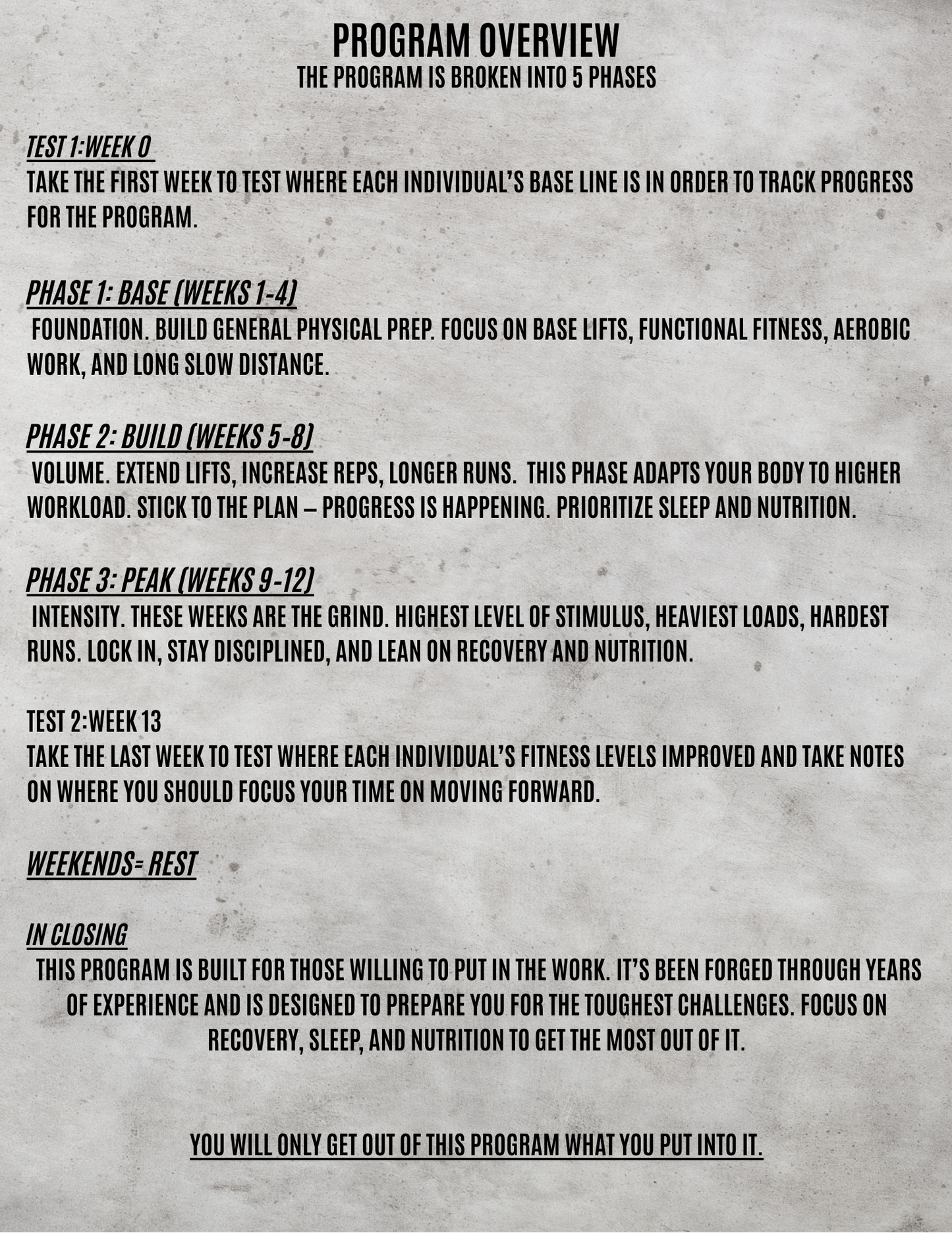 Squad PT Program