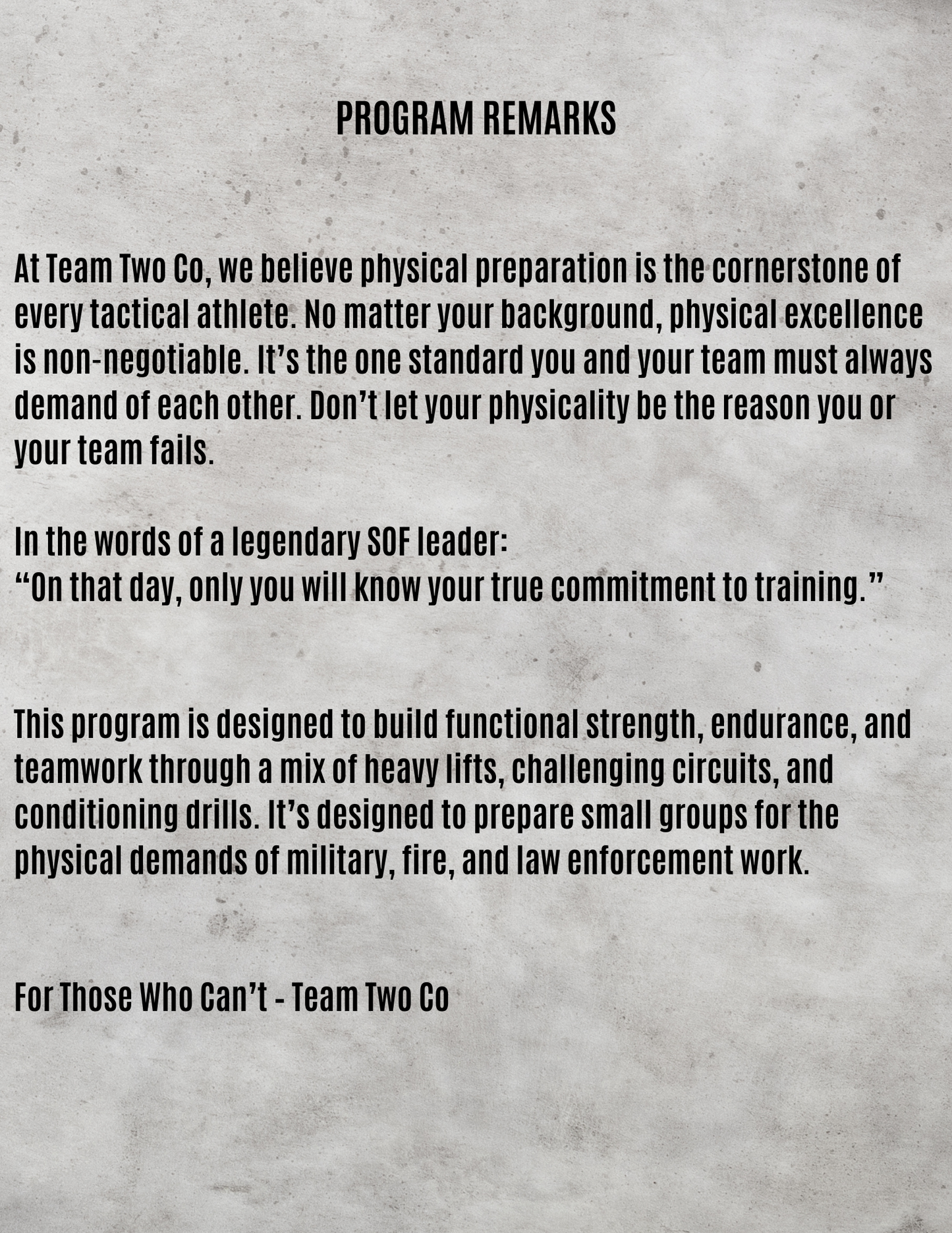 Squad PT Program